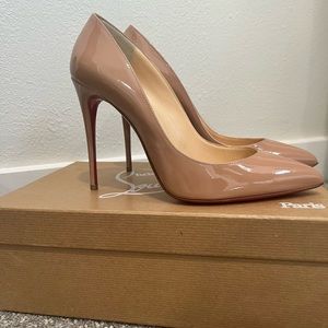 COPY - Louboutin Patent Leather Heals 100mm Size 7.5/37 1/2. Worn once.